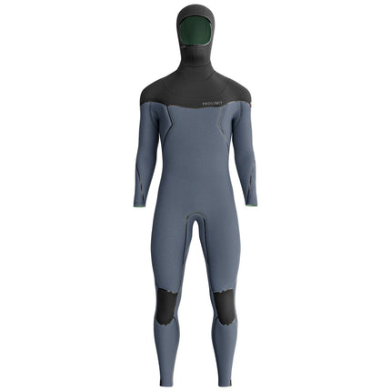 Prolimit Wetsuit Heren Vapor Steamer C-Zip 6/4MM Hooded Zwart/Blauw